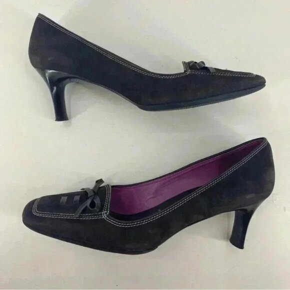 Cole Haan Chocolate Brown Suede Squared Toe Pumps Heeks Women’s Size 9.5B - Picture 8 of 12